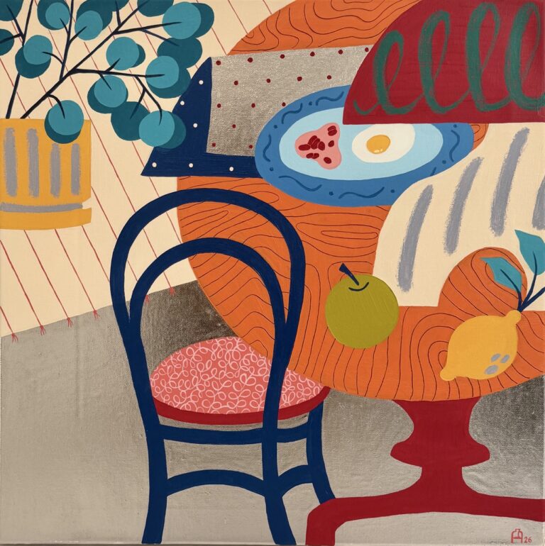 Breakfast at the round table, peinture présenté par Galerie Le Container